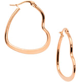 30mm Rose Gold Tone PVD Stainless Steel Heart Hoop Earrings