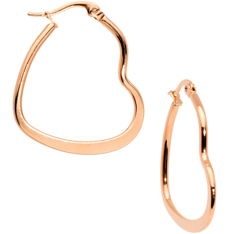 30mm Rose Gold Tone PVD Stainless Steel Heart Hoop Earrings