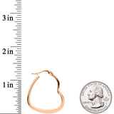 30mm Rose Gold Tone PVD Stainless Steel Heart Hoop Earrings