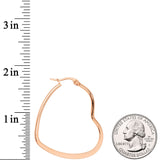 40mm Rose Gold Tone PVD Stainless Steel Heart Hoop Earrings
