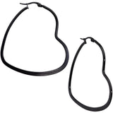 50mm Black Tone PVD Stainless Steel Heart Hoop Earrings