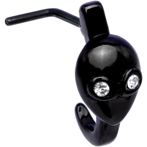 20G Clear Gem Black Alien Invader Faux Hoop L Shaped Nose Ring