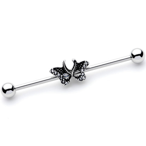 14G Clear Gem Catch That Butterfly Industrial Barbell 38mm