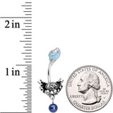 Blue Orbs Nautical Crab and Whelk Shell Dangle Belly Ring