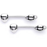 14G 9/16 Space Aliens from Planet Saturn Barbell Nipple Ring Set