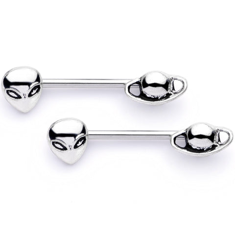 14G 9/16 Space Aliens from Planet Saturn Barbell Nipple Ring Set