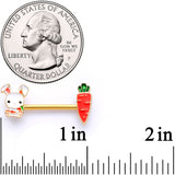 14G 9/16 Gold Tone Carrot Easter Bunny Barbell Nipple Ring Set