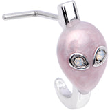 20G White Faux Opal Pink Alien Faux Hoop L Shaped Nose Ring