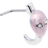 20G White Faux Opal Pink Alien Faux Hoop L Shaped Nose Ring