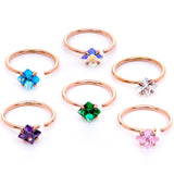 20G 5/16 Pastel Gem Rose Gold Tone Nose Hoop Set of 6
