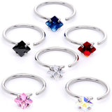 20G 5/16 Multicolor Single Gem Regal Rhombus Nose Hoop Set of 6