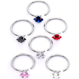 20G 5/16 Multicolor Single Gem Regal Rhombus Nose Hoop Set of 6