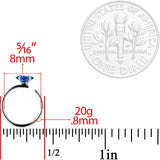 20G 5/16 Multicolor Single Gem Regal Rhombus Nose Hoop Set of 6