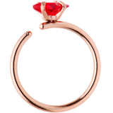 20G 5/16 Multicolor Single Gem Rose Gold Tone Nose Hoop Set of 6