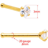 20G 1/4 Clear Square Gem Gold Tone Nose Bone Set of 6