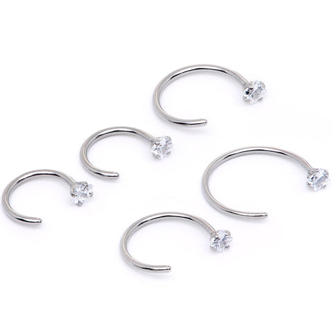 20G Clear Gem Rhombus Multiple Size Nose Hoop Set of 5