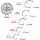 20G Clear Gem Rhombus Multiple Size Nose Hoop Set of 5