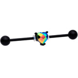 14G Aurora Gem Black Love Me Heart Industrial Barbell 38mm