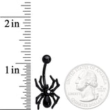 Black Halloween Creepy Crawly Spider Belly Ring