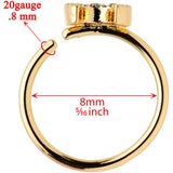 20G 5/16 Gold Tone Blue Crescent Moon and Stars Nose Hoop