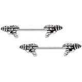 14G 9/16 Aurora Gem Mystery Ray Gun Barbell Nipple Ring Set