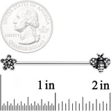 14G Clear Gem Bee Flower Industrial Barbell 38mm