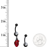 Clear Gem Black Twisted Red Anatomical Heart Belly Ring Set of 2