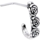 20G Ring of Roses Faux Hoop L Shaped Nose Ring