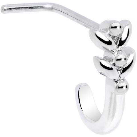 20G Twin Tulips Flower Faux Hoop L Shaped Nose Ring