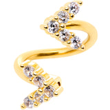 14G 3/8 Clear Gem Gold Tone Twin Arrow Spiral Twister Belly Ring