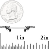 14G 9/16 Clear Gem Western Revolver Gun Barbell Nipple Ring Set