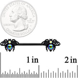 14G 9/16 Aurora Gem Black Bumblebee Barbell Nipple Ring Set