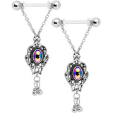 14G Aurora Orb Victorian Virtue Dangle Barbell Nipple Ring Set