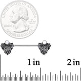 14G 9/16 White Faux Opal Retro Triangle Barbell Nipple Ring Set