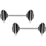 14G 9/16 Southwestern Feathers Barbell Nipple Ring Set