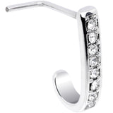 20G Clear CZ Gem Exquisite Faux Hoop L Shaped Nose Ring