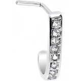 20G Clear CZ Gem Exquisite Faux Hoop L Shaped Nose Ring