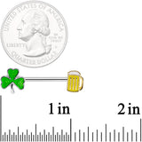 5/8 St Patricks Day Beer Mug Shamrock Barbell Nipple Ring Set