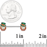 14G 5/8 St Patricks Day Leprechaun Barbell Nipple Ring Set