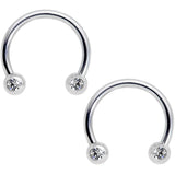 14G Clear Gem White Flower Horseshoe Barbell Nipple Ring Set of 4