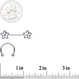 14G Clear Gem White Flower Horseshoe Barbell Nipple Ring Set of 4