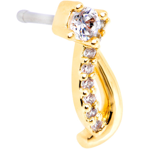 20G 1/4 Clear CZ Gold Tone Twining Strands Nose Bone