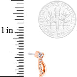 20G 1/4 Clear CZ Rose Gold Tone Twining Strands Nose Bone