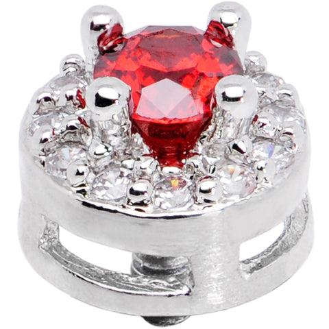14G Clear Red CZ Two Tier Externally Threaded Dermal Anchor Top