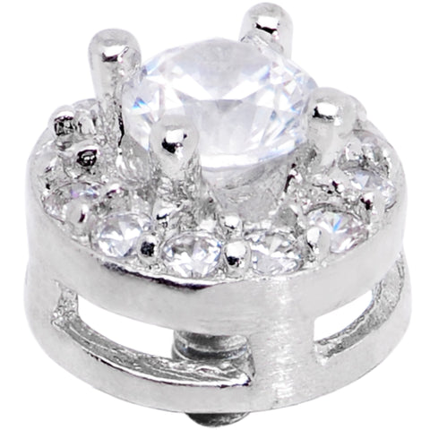 14G Clear CZ Gem Two Tier Externally Threaded Dermal Anchor Top