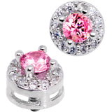 14G Clear Pink CZ Two Tier Externally Threaded Dermal Anchor Top