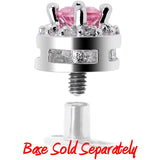 14G Clear Pink CZ Two Tier Externally Threaded Dermal Anchor Top