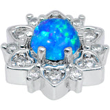 14G Blue Faux Opal Floral Glam Dermal Anchor Top