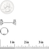 14G 7/16 1/2 Clear Gem Flowers BCR Barbell Nipple Ring Set of 4