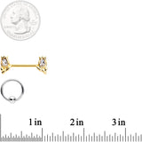 14G Clear Gem Gold Tone Flowers BCR Barbell Nipple Ring Set